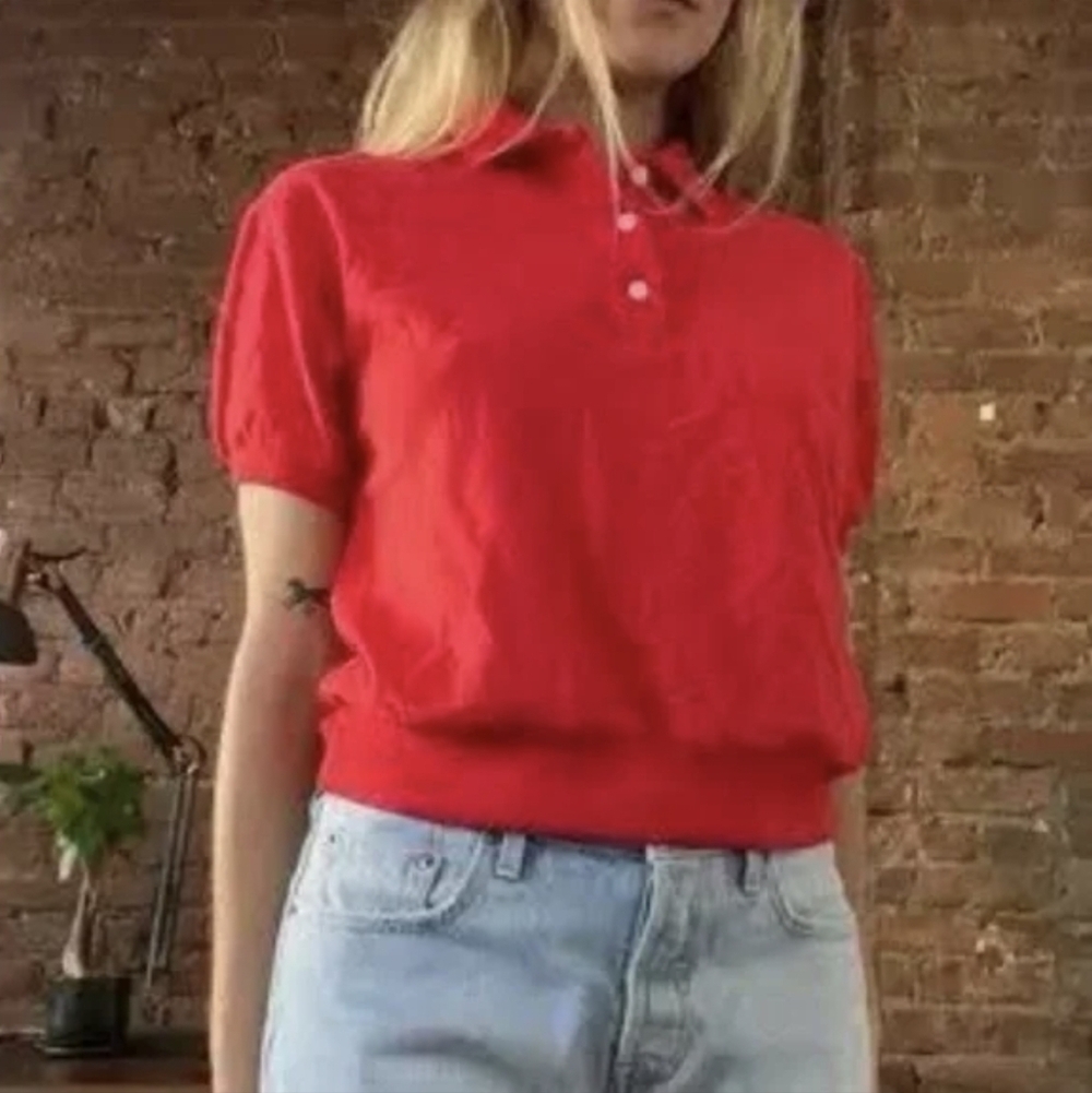 Everlane The Oversized Red Organic Cotton Short Sleeve Polo Shirt Size XS NWT
